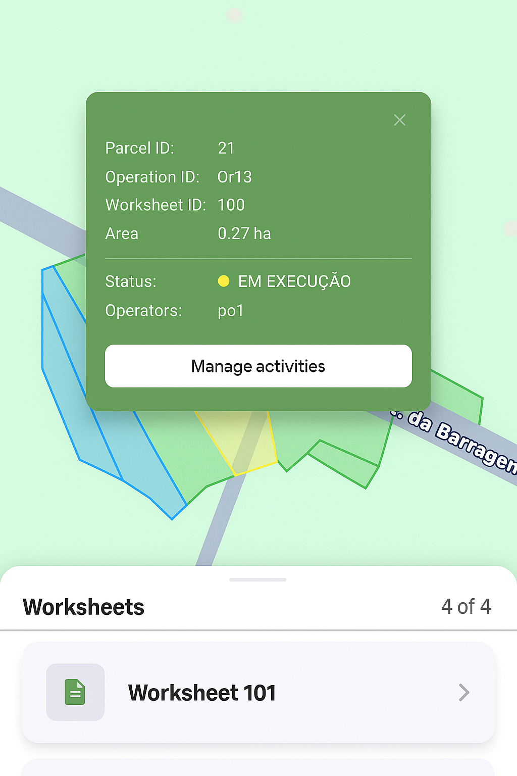 Mobile map interface for field operations