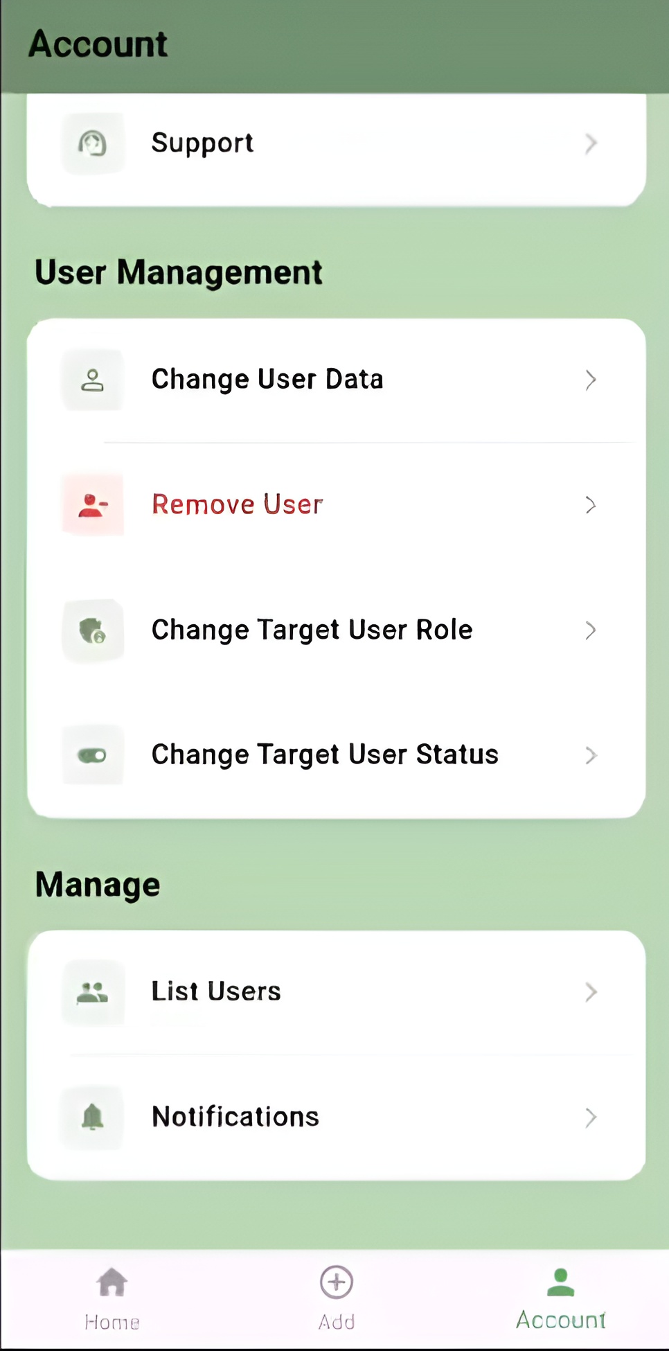 Admin dashboard and user management interface
